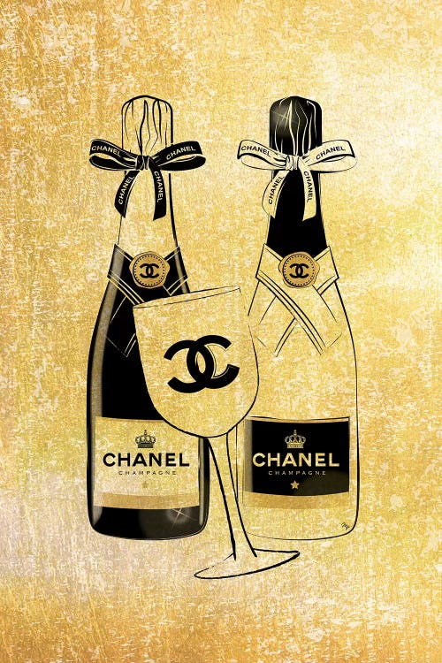Framed Canvas Art (Gold Floating Frame) - Chanel Perfumes by Martina Pavlova ( Fashion > Hair & Beauty > Perfume Bottles art) - 40x26 in