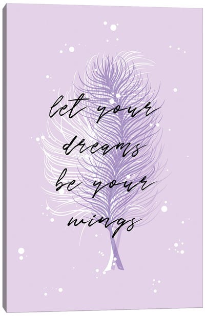 Purple Feathers Canvas Art Print - Dreamer