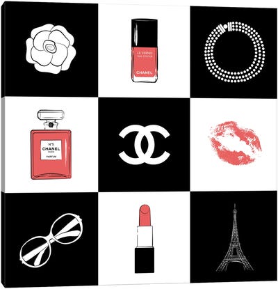 Chanel Collage Canvas Art Print - Martina Pavlova Fashion Brands