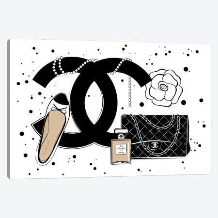 Pomaikai Barron Large Canvas Prints - Rose Gold and Black Fashion I ( Fashion > Fashion Brands > Chanel art) - 48x48 in