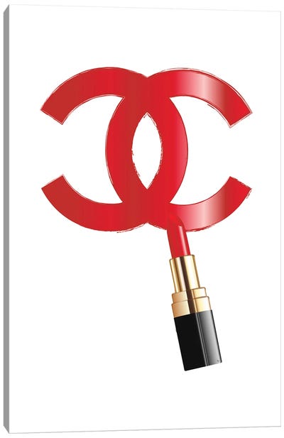 Chanel Logo Lipstick Canvas Art Print - Martina Pavlova