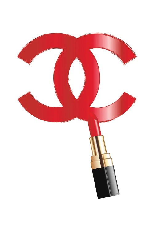 Chanel Logo Lipstick Canvas Art Print by Martina Pavlova