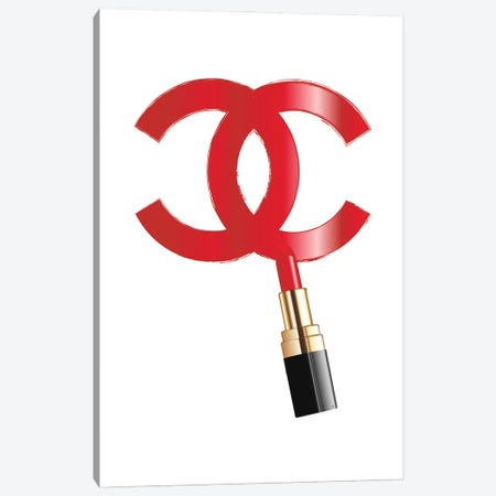 Chanel Logo Lipstick Canvas Print #PAV614} by Martina Pavlova Art Print