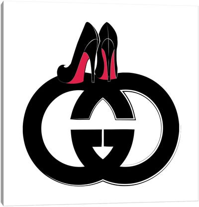 GG Logo Heels Canvas Art Print - Martina Pavlova Fashion Brands