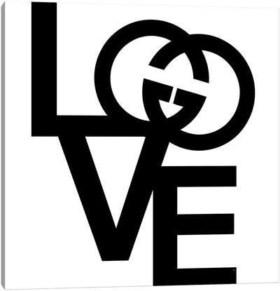 GG Logo Love Canvas Art Print - Fashion Typography