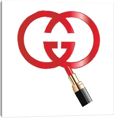 Gucci Logo Lipstick Canvas Art Print - Martina Pavlova Fashion Brands