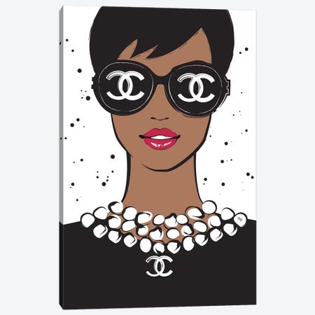 Framed Canvas Art (White Floating Frame) - Late Nights with Chanel I by Pomaikai Barron ( Fashion > Fashion Brands > Chanel art) - 26x18 in
