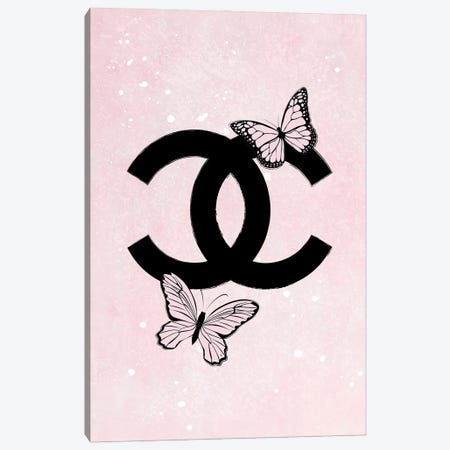 Pink Chanel Logo Canvas Print #PAV622} by Martina Pavlova Art Print
