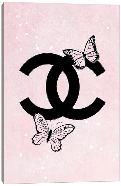Pink Chanel Logo Canvas Art Print - Insect & Bug Art