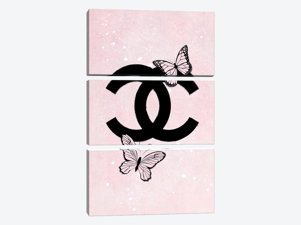 Pink Chanel Logo by Martina Pavlova 3-piece Canvas Artwork