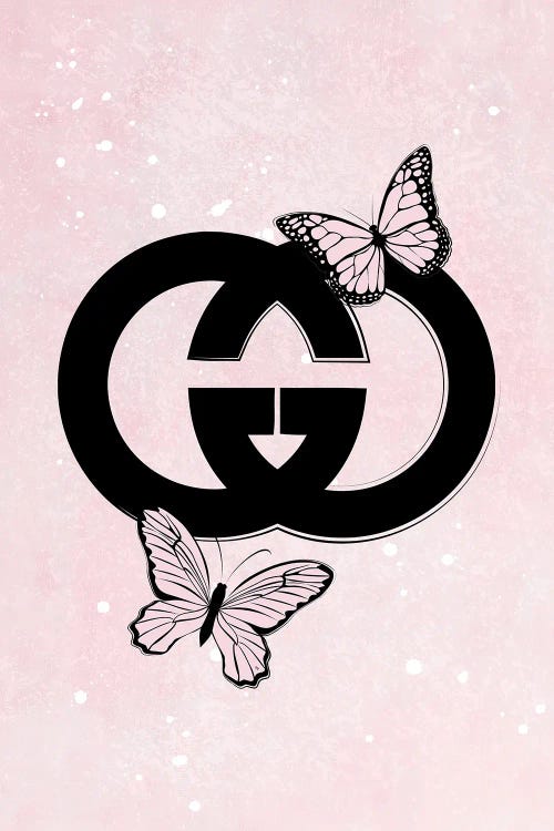 Pink Gucci Logo Canvas Artwork by Martina Pavlova | iCanvas