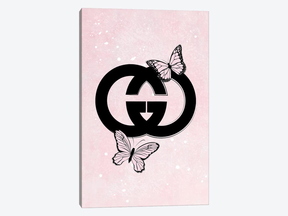 Pink Gucci Logo Canvas Artwork by Martina Pavlova | iCanvas