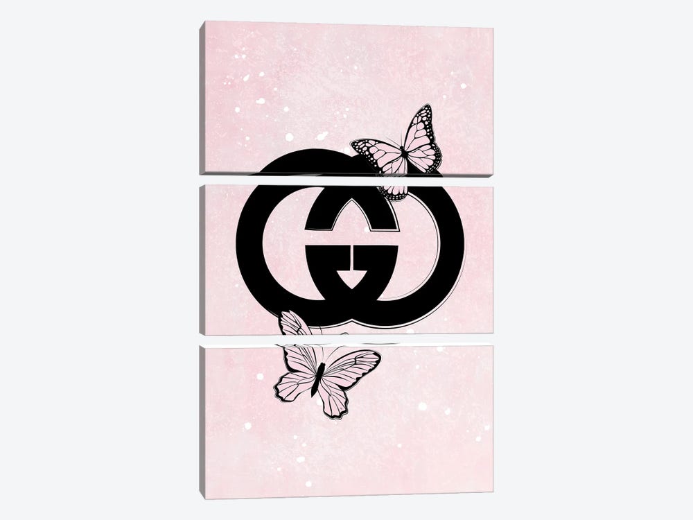 Pink Gucci Logo by Martina Pavlova 3-piece Art Print
