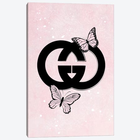Pink Gucci Logo Canvas Print #PAV623} by Martina Pavlova Canvas Art Print