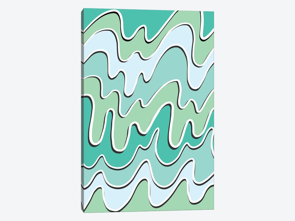 Green Waves by Martina Pavlova 1-piece Canvas Wall Art