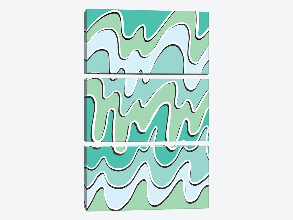 Green Waves by Martina Pavlova 3-piece Canvas Artwork