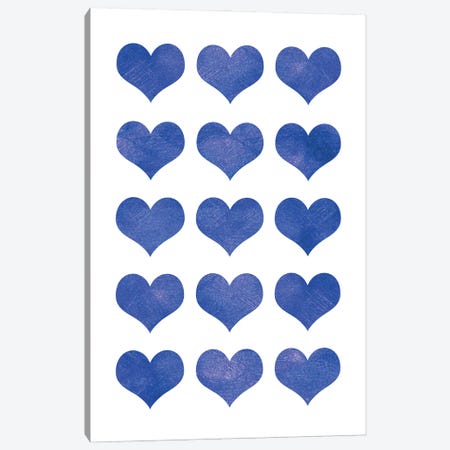 Blue Hearts Canvas Print #PAV639} by Martina Pavlova Canvas Artwork