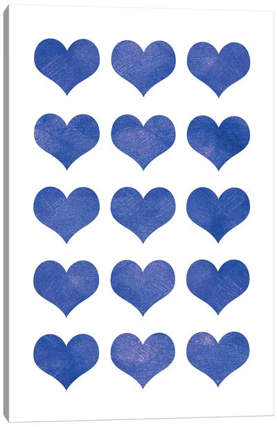 Blue Hearts Canvas Art Print - Martina Pavlova