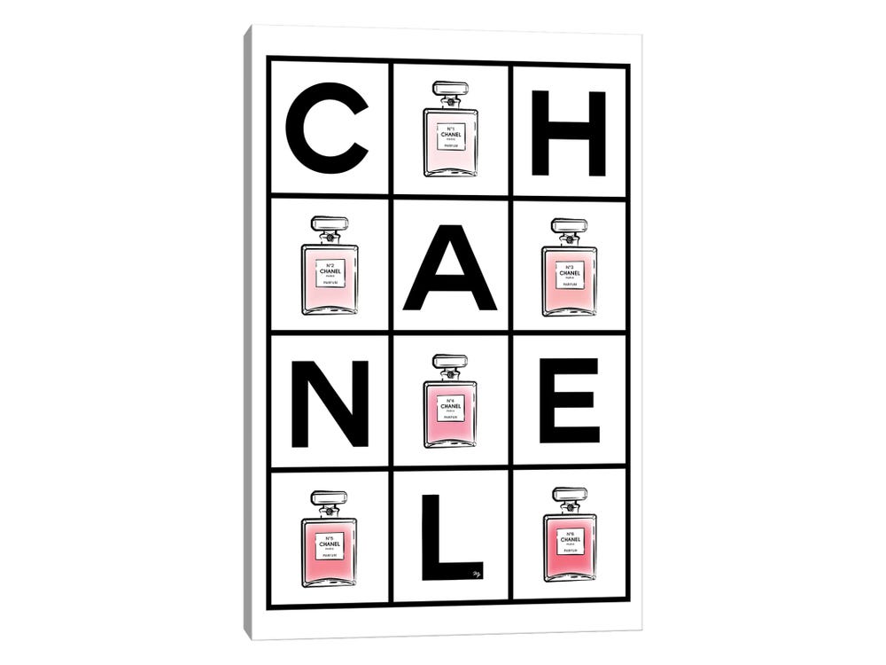 Framed Canvas Art (Gold Floating Frame) - Chanel Perfumes by Martina Pavlova ( Fashion > Hair & Beauty > Perfume Bottles art) - 40x26 in