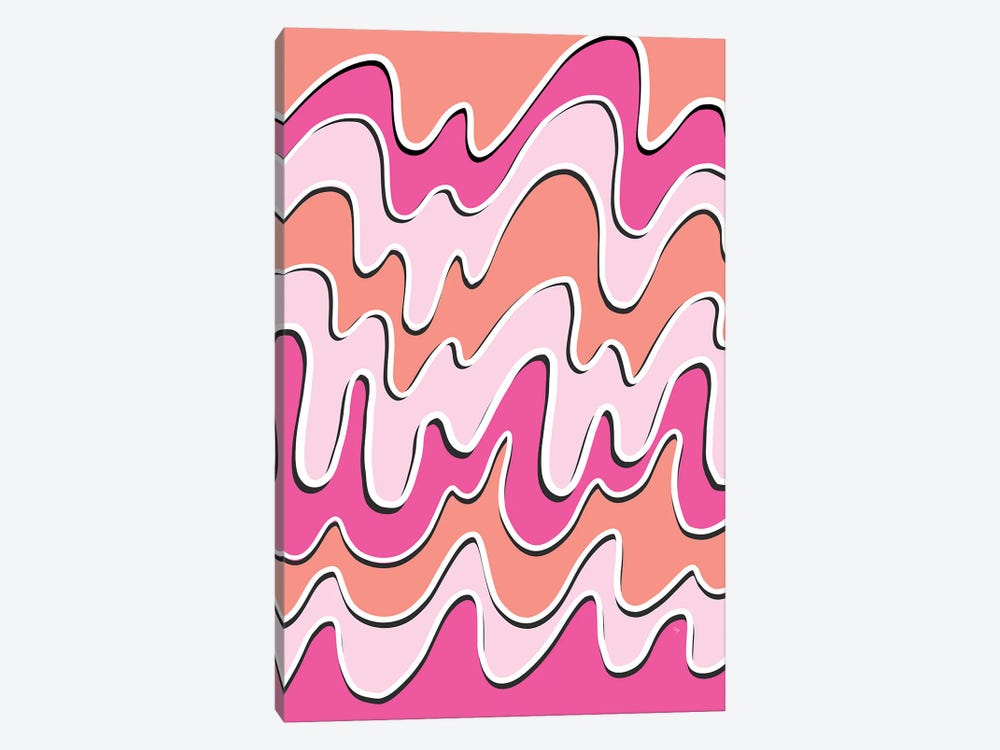 Retro Pink Waves by Martina Pavlova 1-piece Art Print