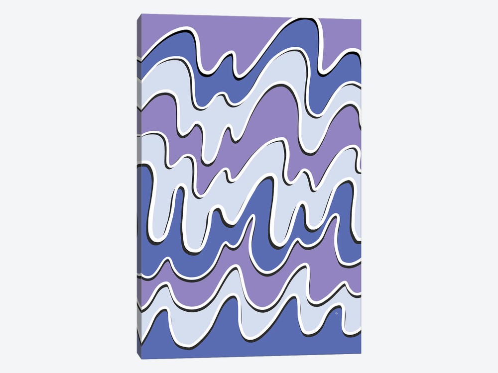Retro Purple Waves by Martina Pavlova 1-piece Canvas Art Print