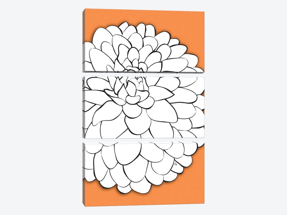 Chrysanthemum Orange by Martina Pavlova 3-piece Canvas Print