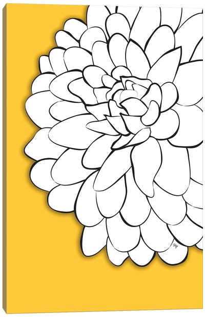 Chrysanthemum Yellow Canvas Art Print - Black, White & Yellow Art