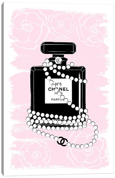 Black Pearl Perfume Canvas Art Print - Perfume Bottle Art