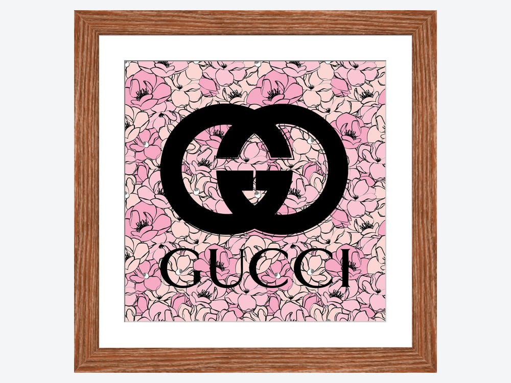 Pink Gucci Logo Canvas Artwork by Martina Pavlova
