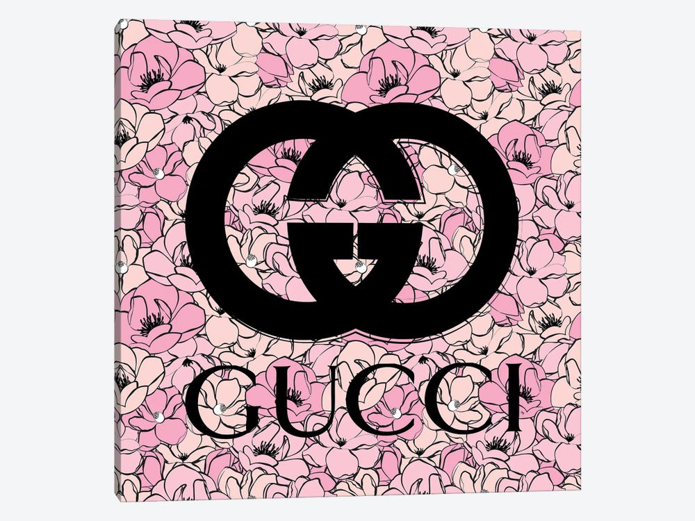 Pink Gucci Logo Canvas Artwork by Martina Pavlova