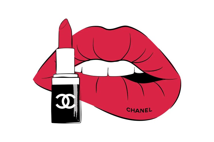 Chanel Red Lips Art Print Martina | iCanvas