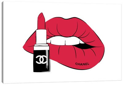 Chanel Red Lips Canvas Art Print - Make-Up Art