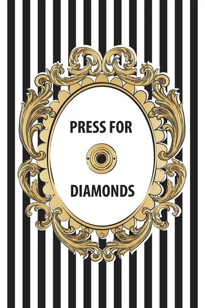 Black & White & Gold: Diamonds Button by Martina Pavlova