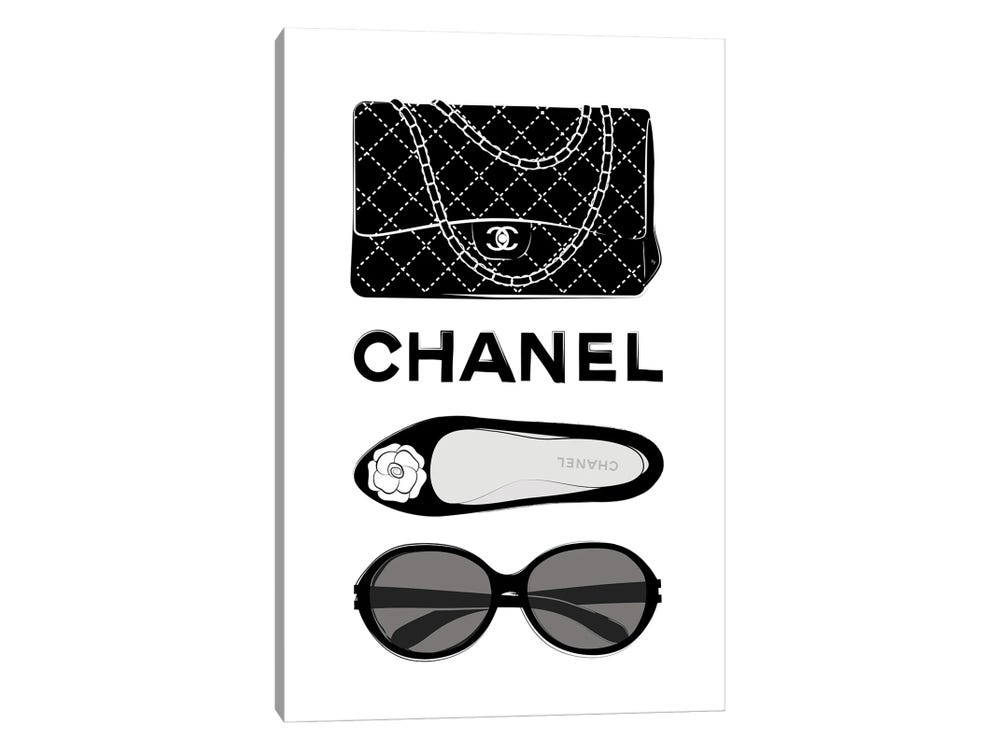 Framed Canvas Art (Champagne) - Chanel Elements by Martina Pavlova ( Fashion > Fashion Accessories > Bags & Purses art) - 26x18 in