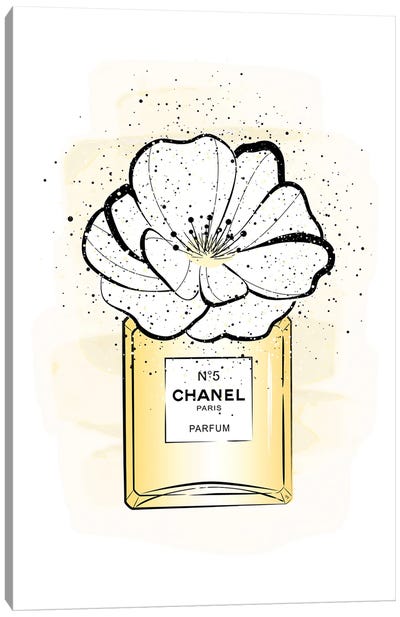 Chanel Flower Canvas Art Print - Perfume Bottle Art