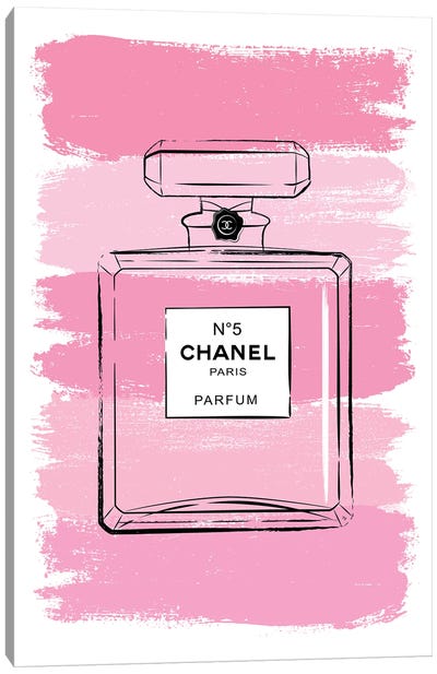 Pink Perfume Canvas Art Print - Perfume Bottle Art