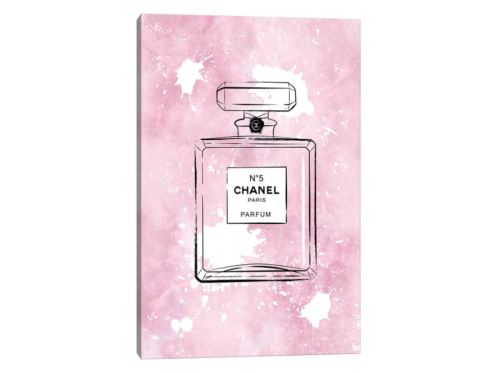 Designart 'Perfume Chanel Five with Butterflies' Modern Framed Canvas Wall Art Print