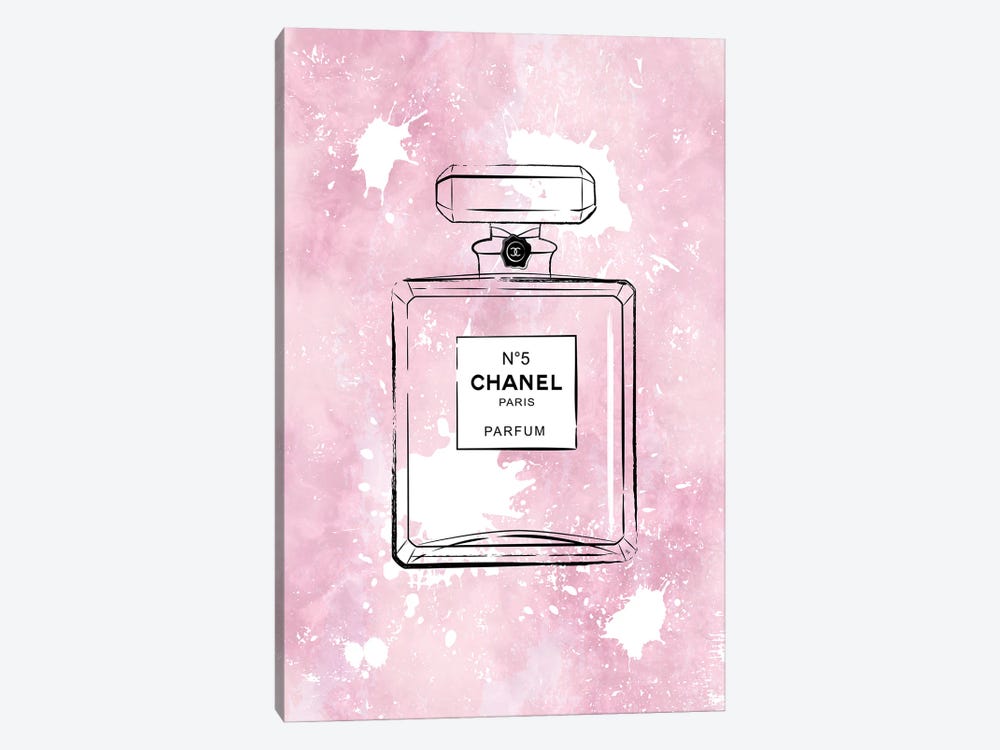 Martina Pavlova Large Canvas Art Prints - Pink Paint Chanel ( Fashion > Hair & Beauty > Perfume Bottles art) - 60x40 in