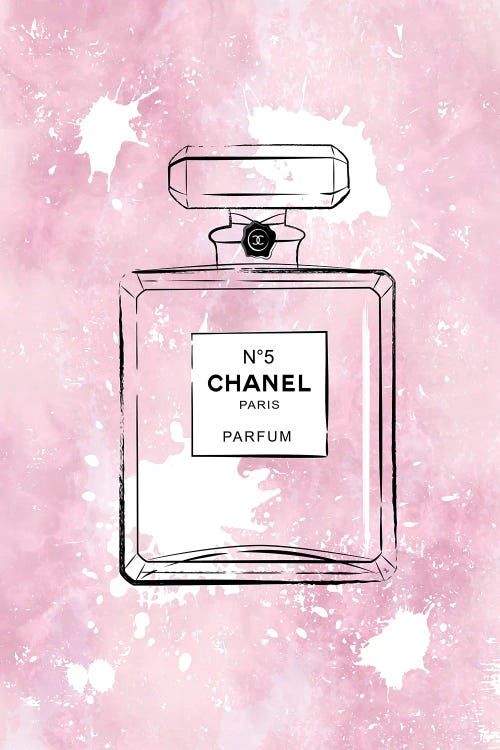 pink and silver chanel wall art