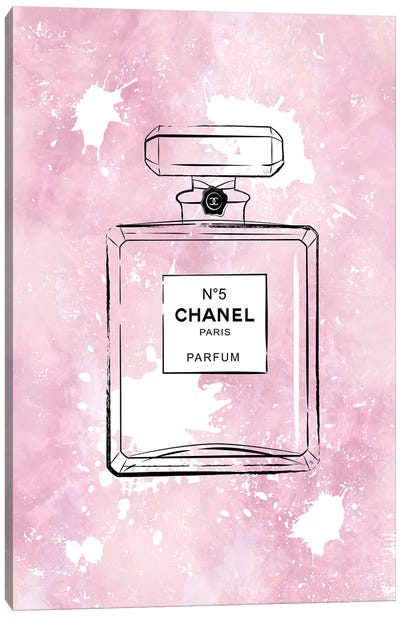 Pink Paint Chanel Canvas Art Print - Perfume Bottle Art