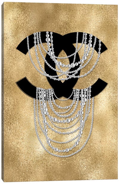 Golden Pearls Canvas Art Print - Fashion Typography