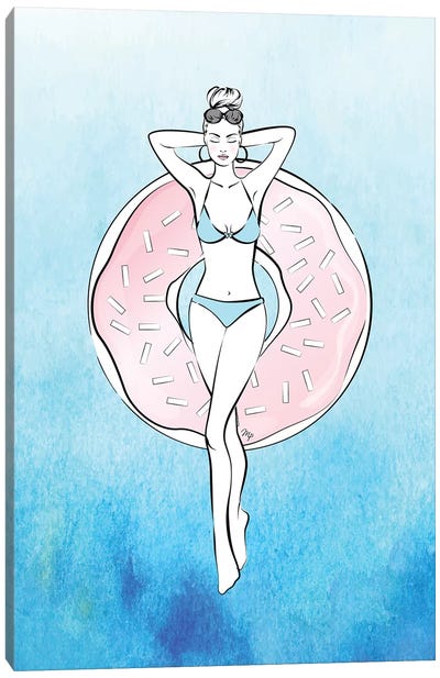 Donut Relax Canvas Art Print - Women's Swimsuit & Bikini Art