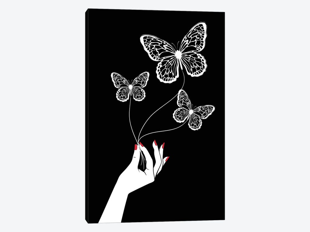 Butterfly Game Black by Martina Pavlova 1-piece Art Print