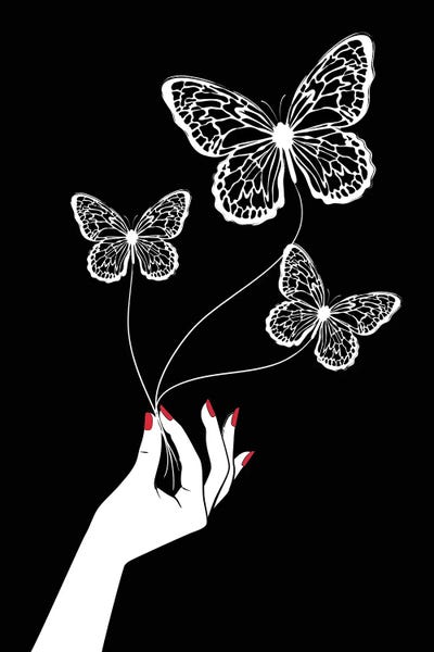 Black & White & Red: Butterfly Game Black by Martina Pavlova