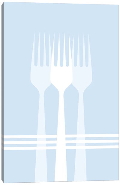 Blue Forks Canvas Art Print - Martina Pavlova Food & Drinks