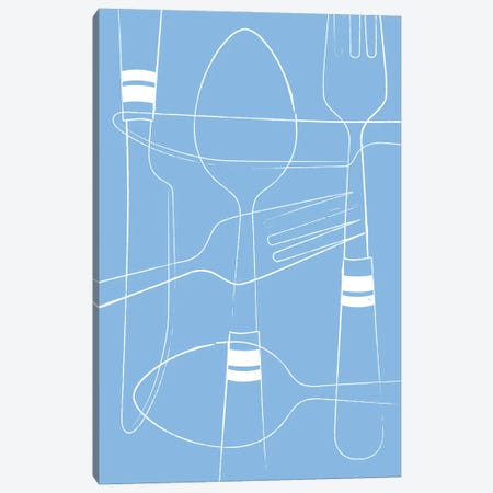 Blue Cutlery Canvas Print #PAV724} by Martina Pavlova Art Print