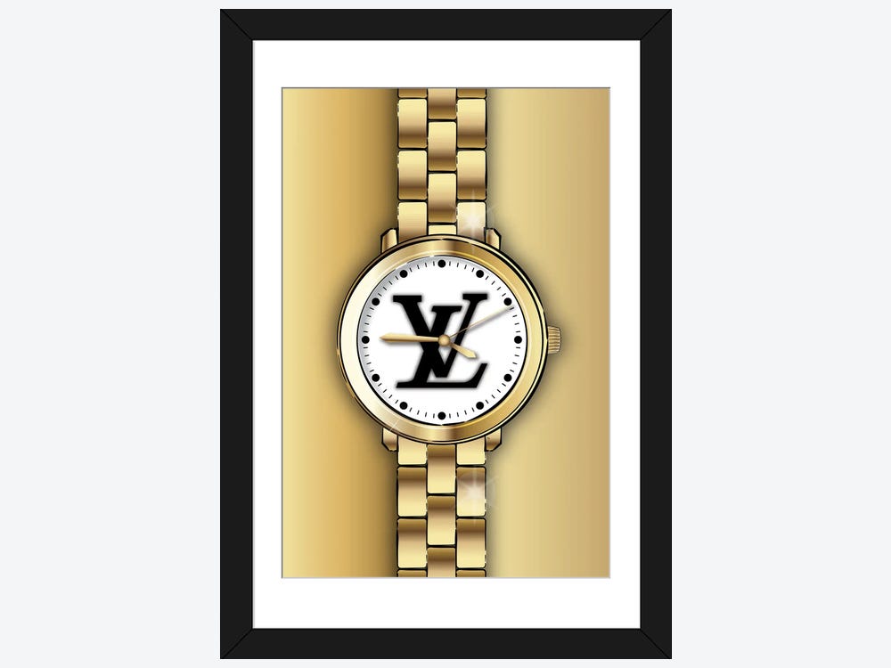 Framed Canvas Art - Louis Vuitton Watch by Martina Pavlova ( Fashion > Fashion Brands > Louis Vuitton art) - 40x26 in