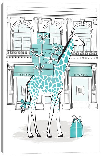 Tiffany's Giraffe Canvas Art Print - Shopping Art