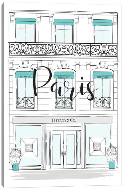 Paris Tiffany Shop Canvas Art Print - Paris Typography
