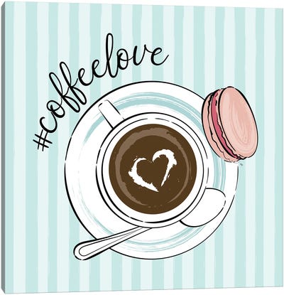 Cup Of Coffee Love Canvas Art Print - Macaron Art